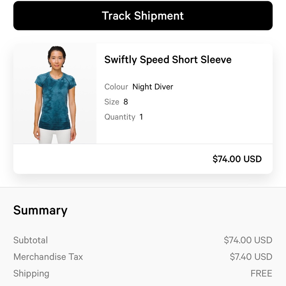Swiftly Speed Short Sleeve
Colour Night Diver
Size 8